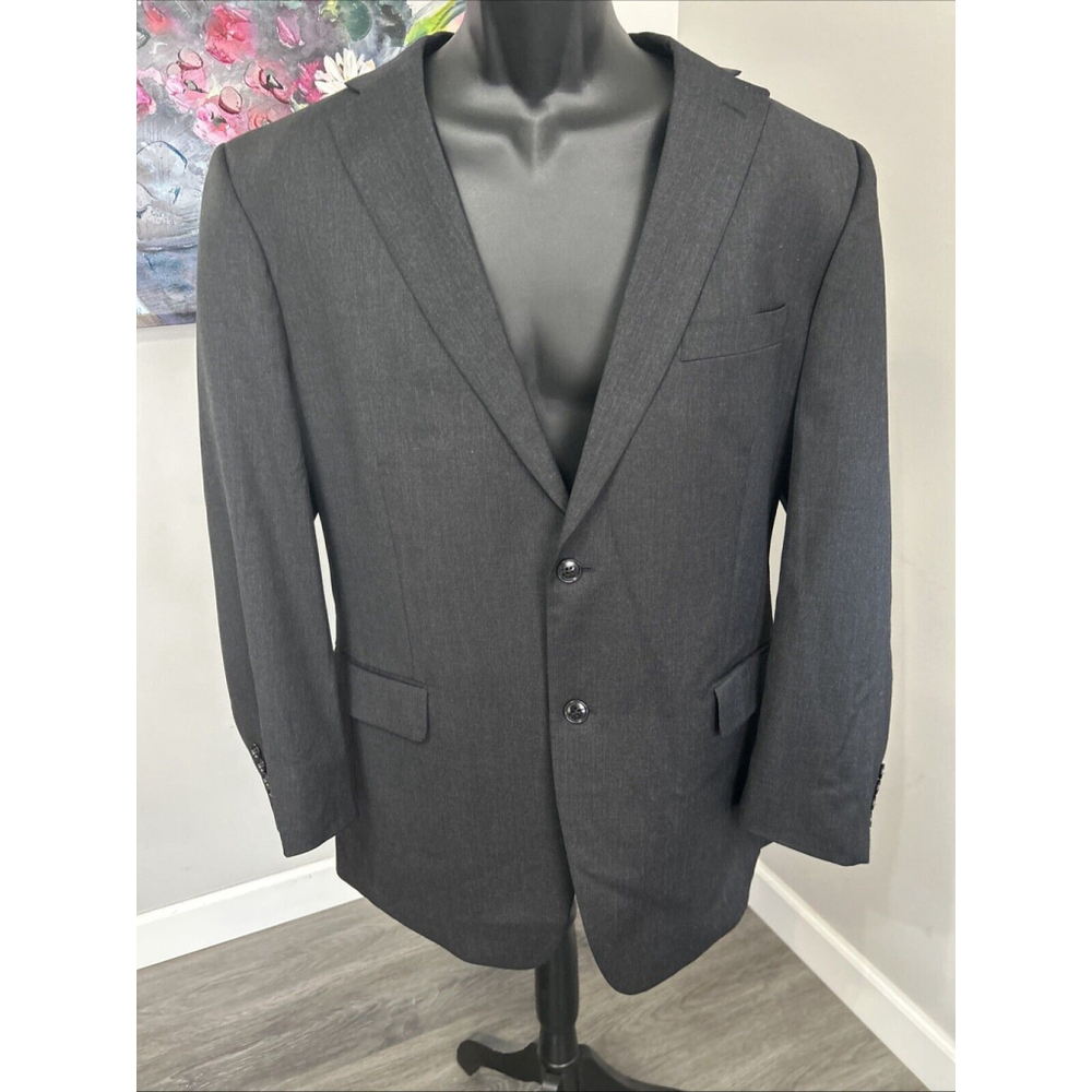 Jones New York 46R Black Two Button DBL Vented Wool Jacket
